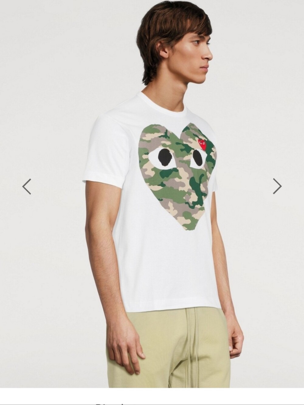 Comme des Garcons PLAY White Camo Heart Tee with Red Heart Accent - Picture 4 of 8